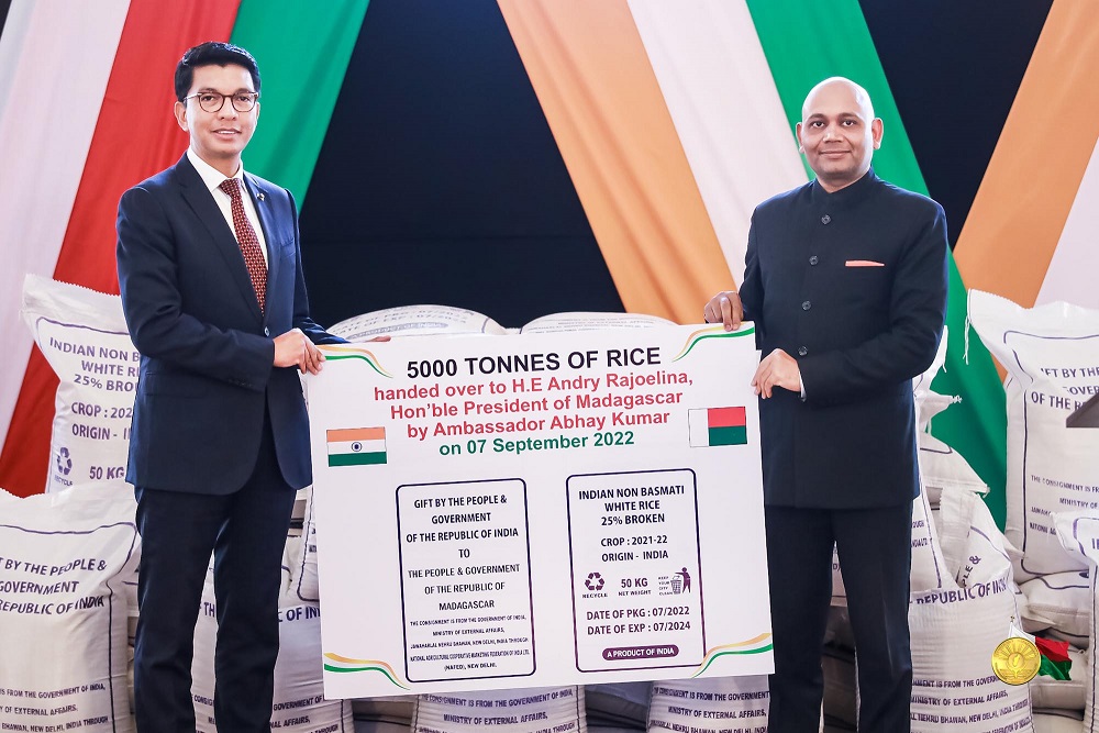 Palais d'Iavoloha : Don de 5000 tonnes de riz de la part du gouvernement indien