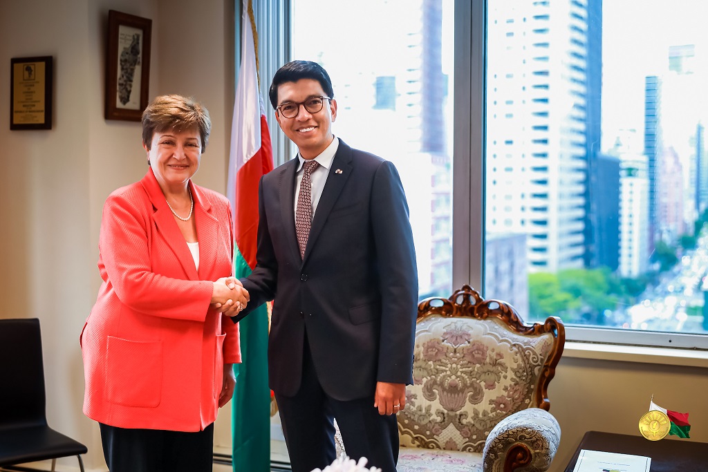 New-York : le président de la République Andry Rajoelina rencontre la  Directrice Générale du FMI, Kristalina Georgieva