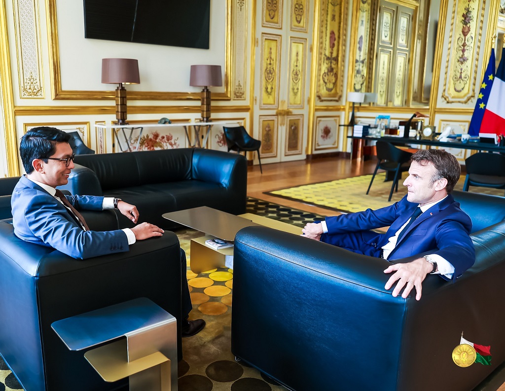 Rencontre entre le Président de la République de Madagascar Andry  Rajoelina et le Président de la République française Emmanuel Macron