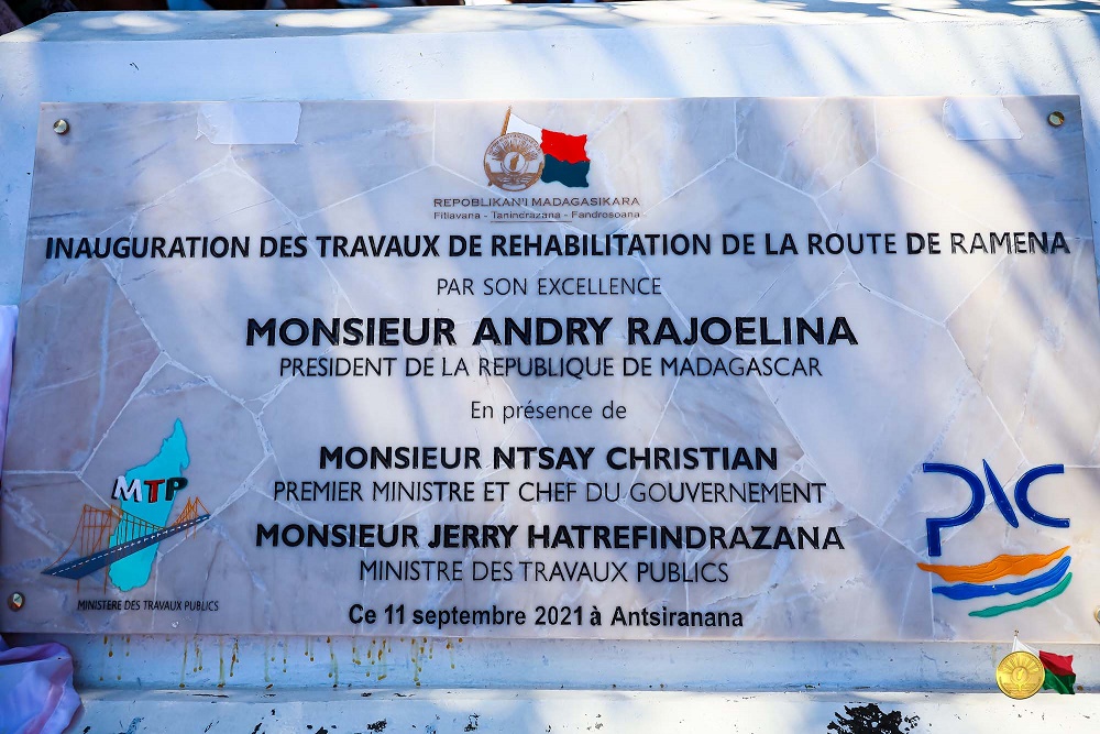 Inauguration de la route de Ramena : Le président Andry Rajoelina met à  l'avant le développement du tourisme régional